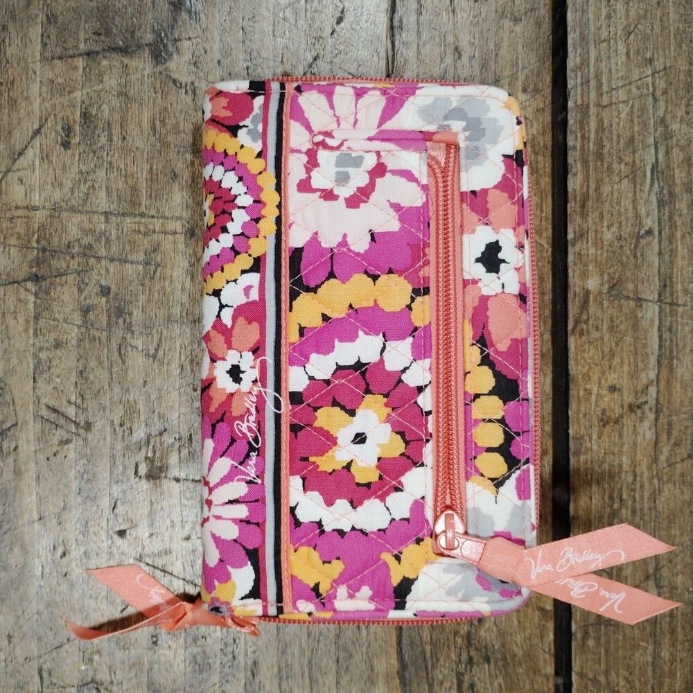 Vera Bradley Pixie Blooms Turnlock Wallet Large Zip Around Clutch Carry All - Picture 2 of 7